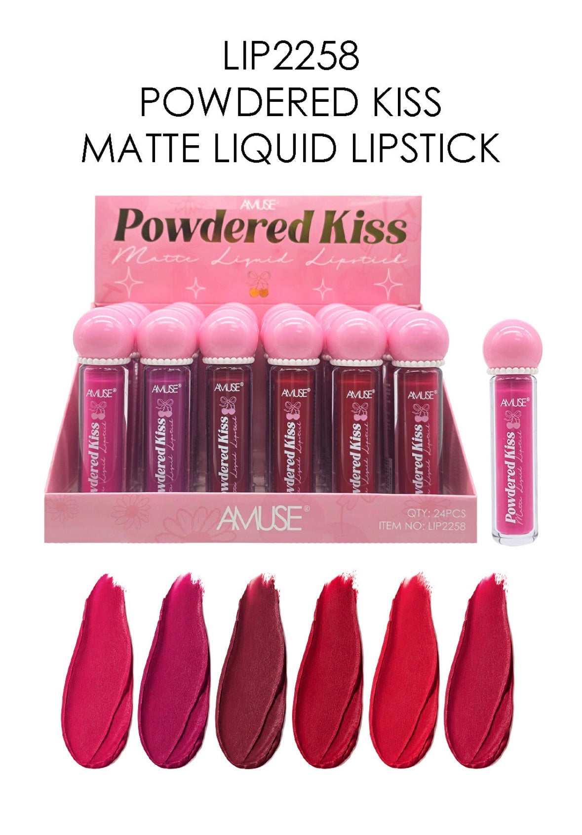 AMUSE Powdered Kiss Matte Liquid Lipstick / 24pcs Display