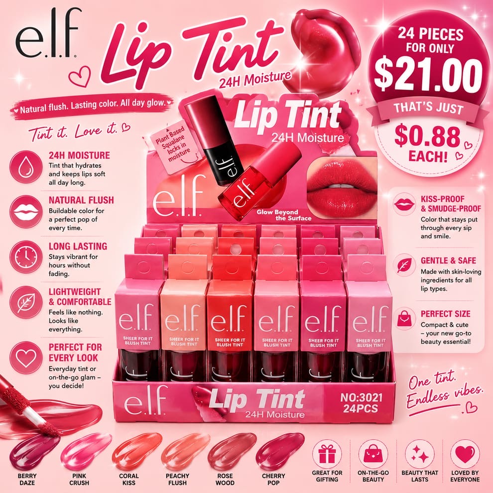 E.L.F Lip Tint 24hr Moisturize / 24pcs Display