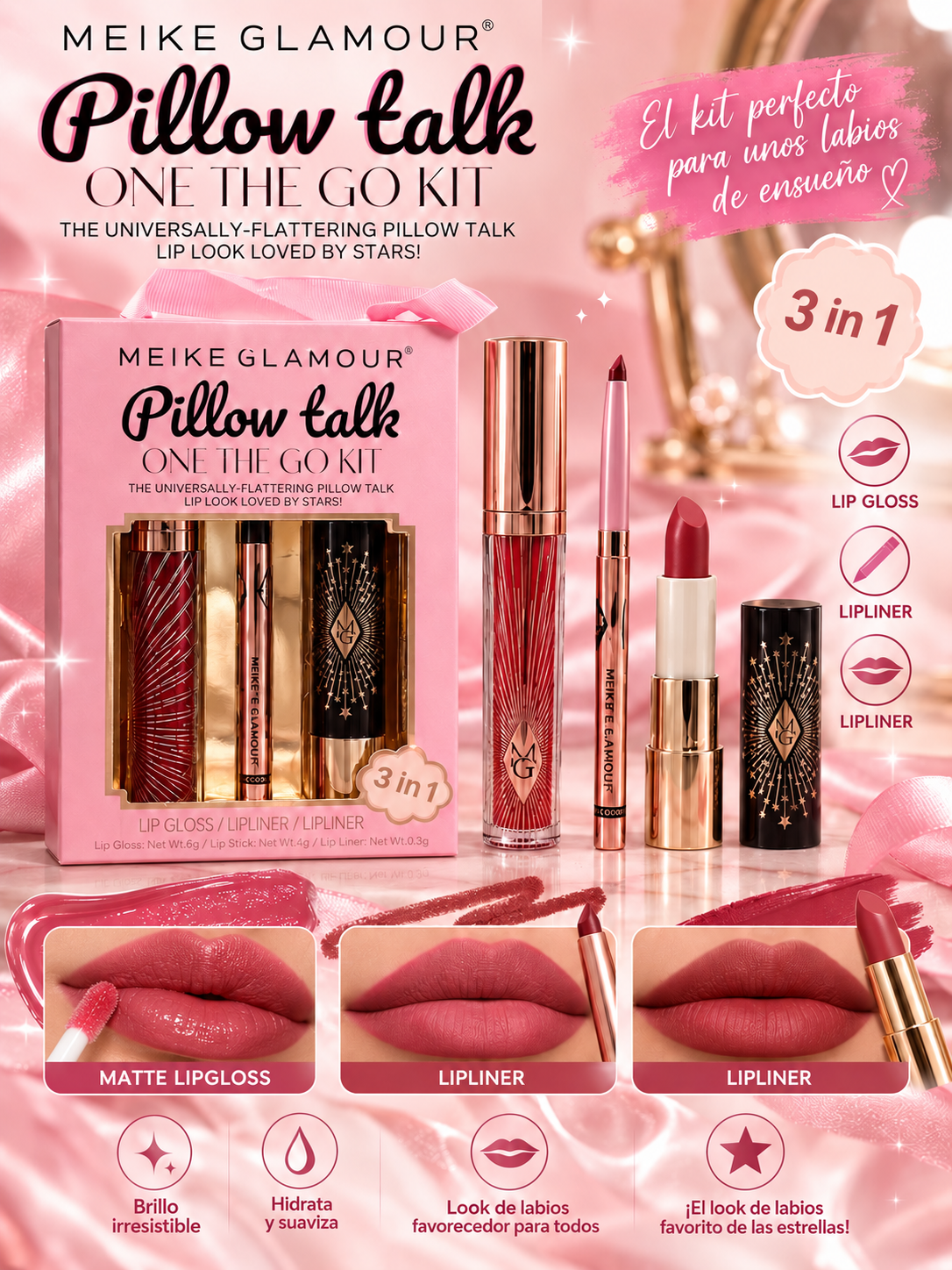 MEIKE GLAMOUR Pillow Talk 3 in 1 / 12 Set Display