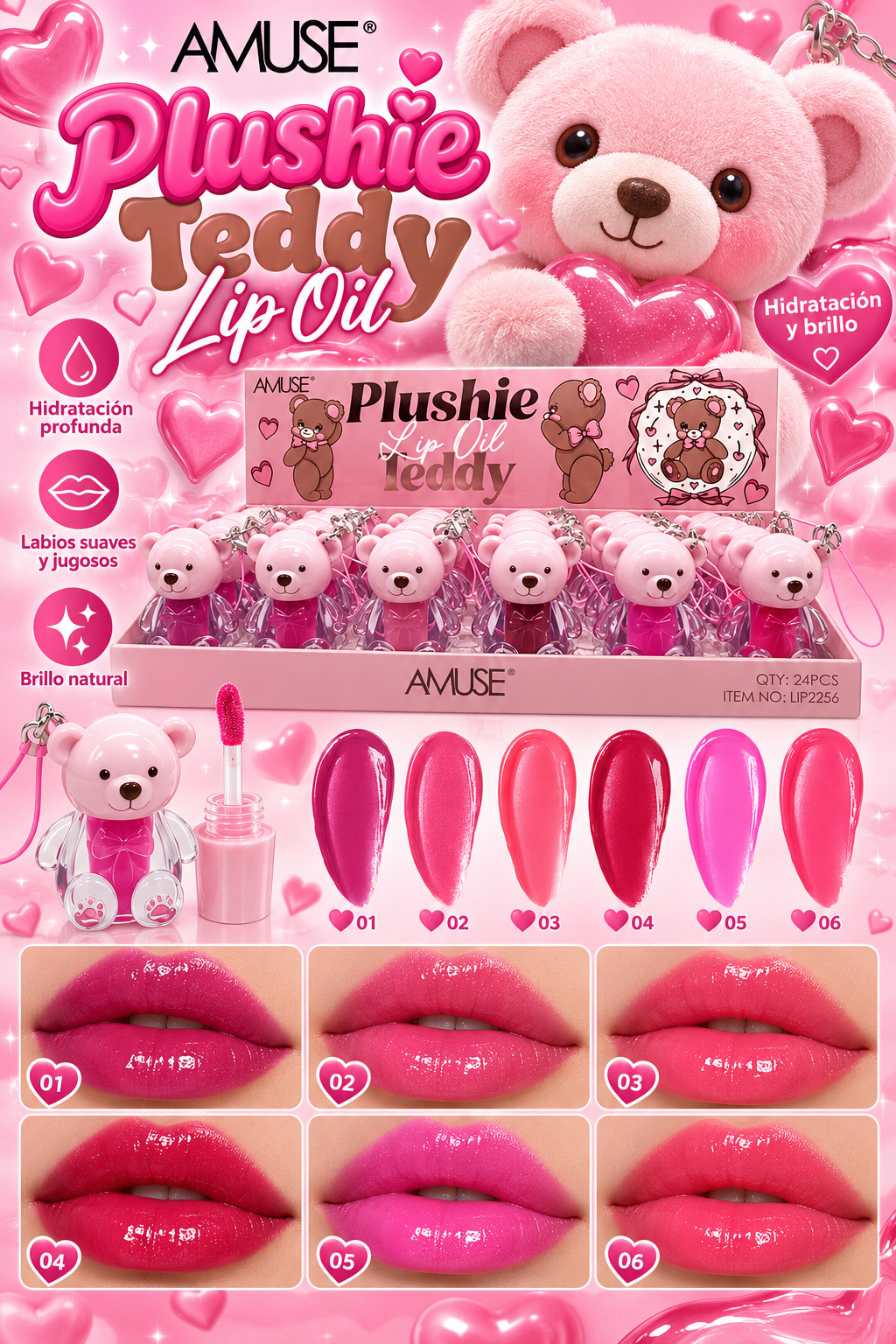 AMUSE Plushie Teddy Lip Oil / 24pcs Display