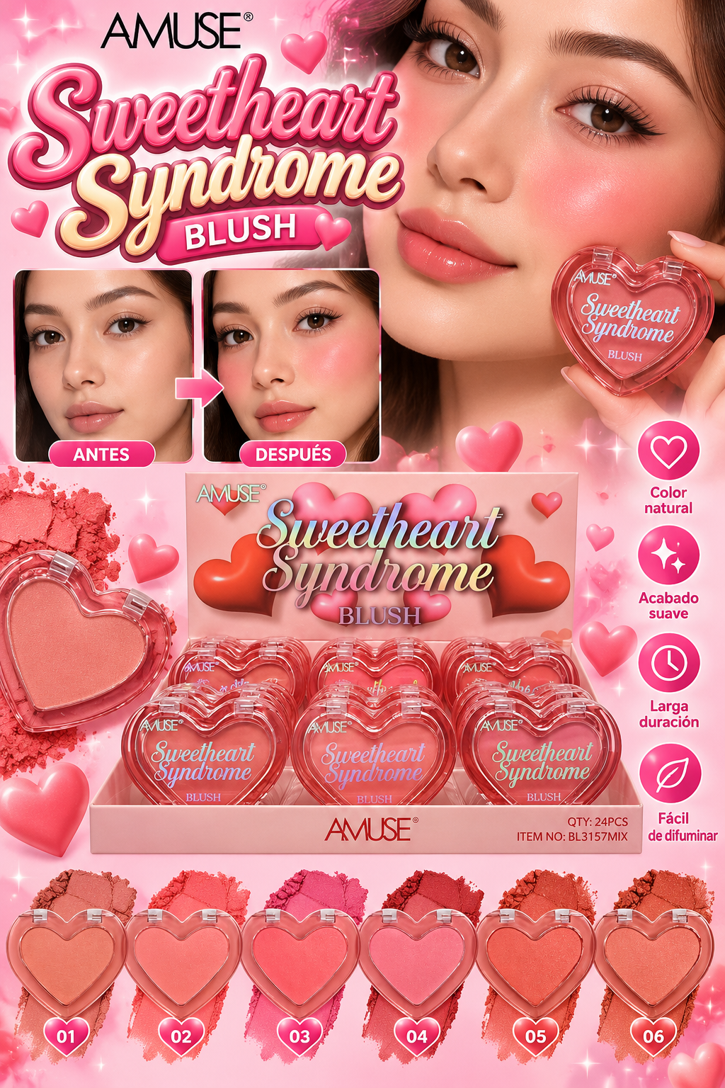 AMUSE Sweetheart Syndrome Blush / 24pcs Display