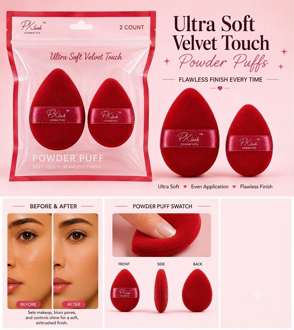 PX LOOK Ultra Soft Velvet Touch Powder Puff / 12set pack
