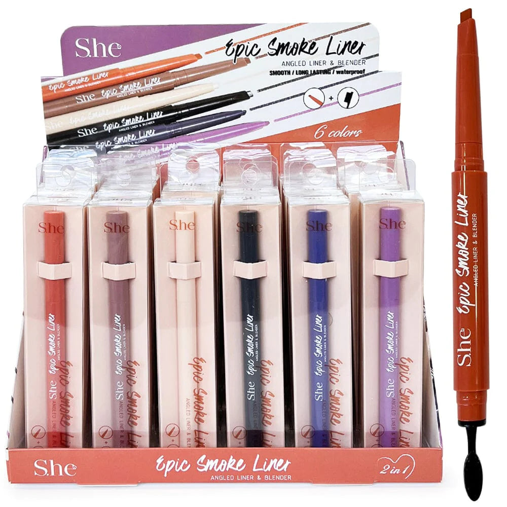 SHE MAKEUP Smoke Liner Angled Liner & Blender | 24pcs Display