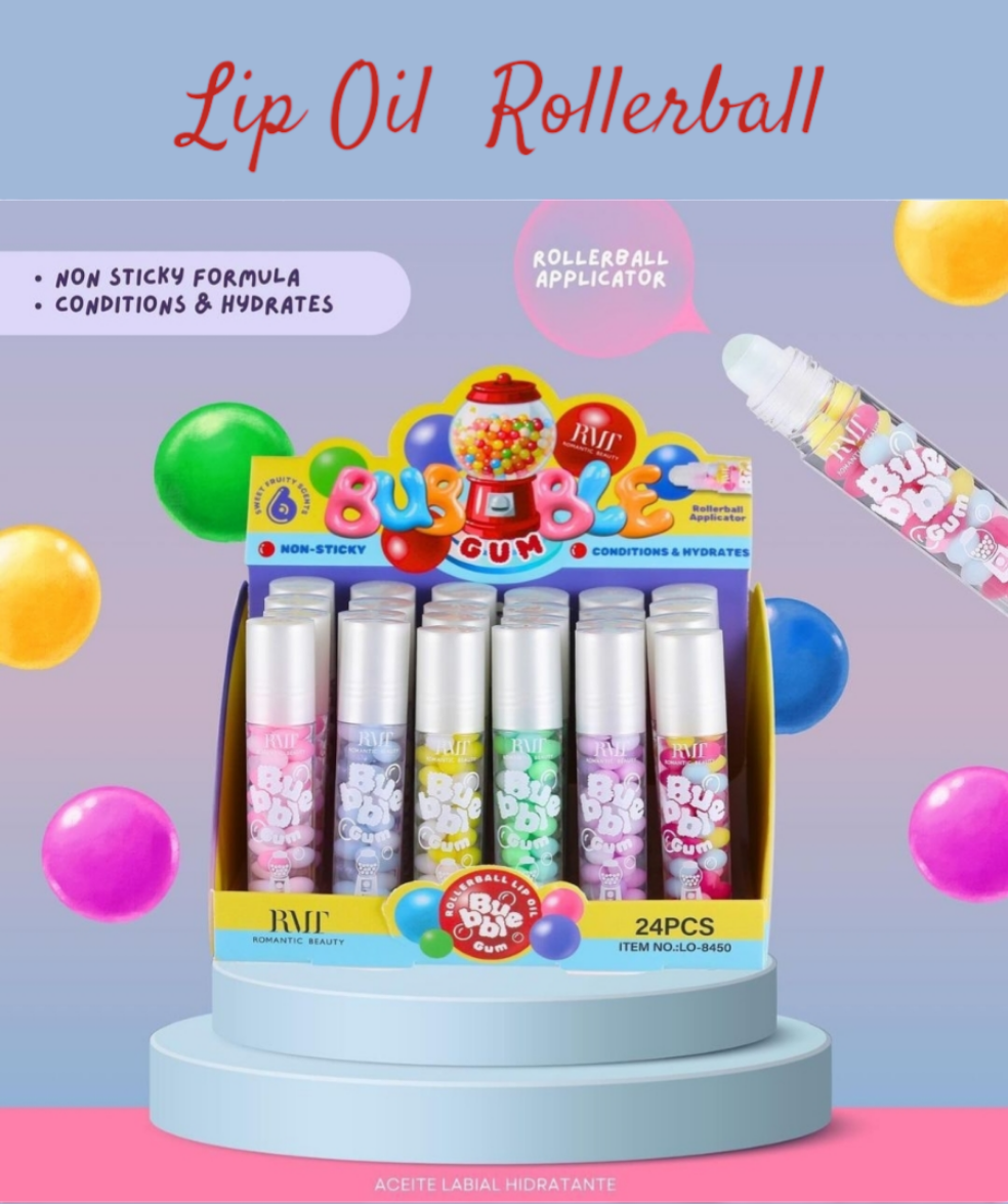 Romantic Beauty - Buebblen Gum Rollerball Lip Oil #LO-8450 / 24pcs Display