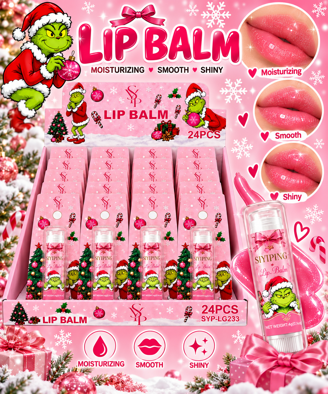 SIYIPING Christmas Lip Balm / 24pcs Display