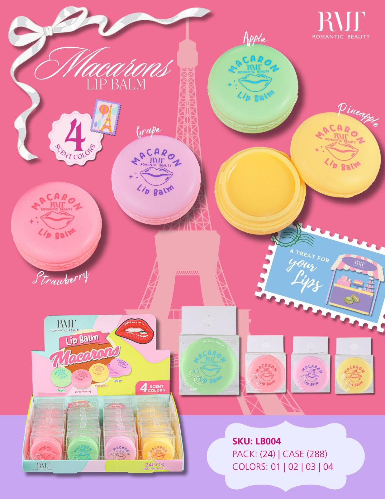 Romantic Beauty - Macarons Lip Balm / 24pcs Display