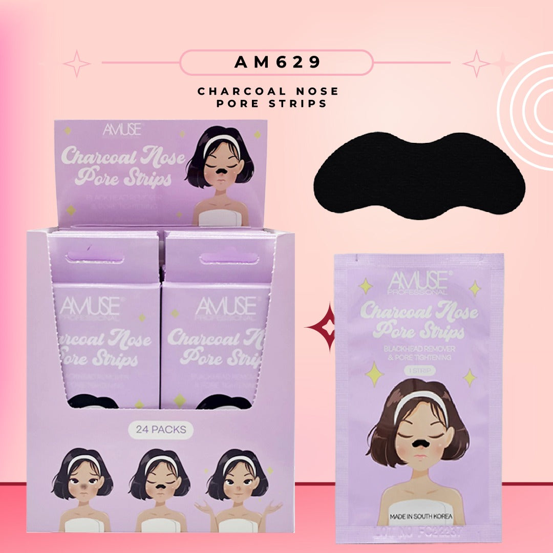 Amuse Charcoal Nose Pore Strips - Black Head Remover #AM629 / 24 packs Display