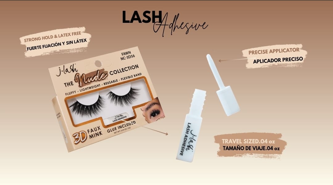 JLASH - THE NUDE COLLECTION - 3D FAUX MINK & LASH GLUE - SET A / 36PCS DISPLAY