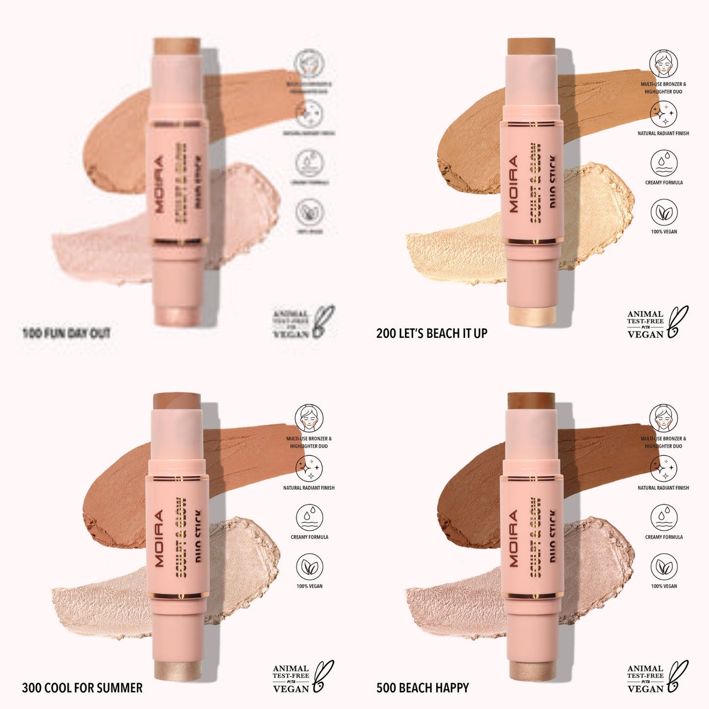 MOIRA Face sculpt Liquid Contour & Sculpt & Glow Duo Stick w/Display 36pcs Display + Tester