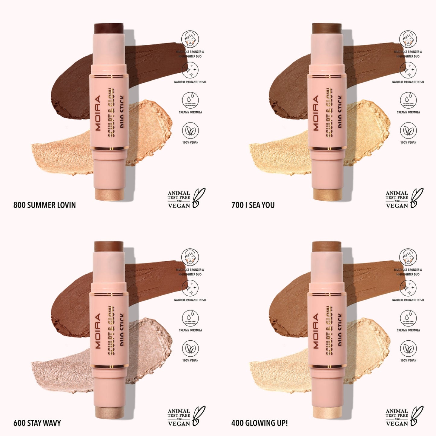MOIRA Face sculpt Liquid Contour & Sculpt & Glow Duo Stick w/Display 36pcs Display + Tester