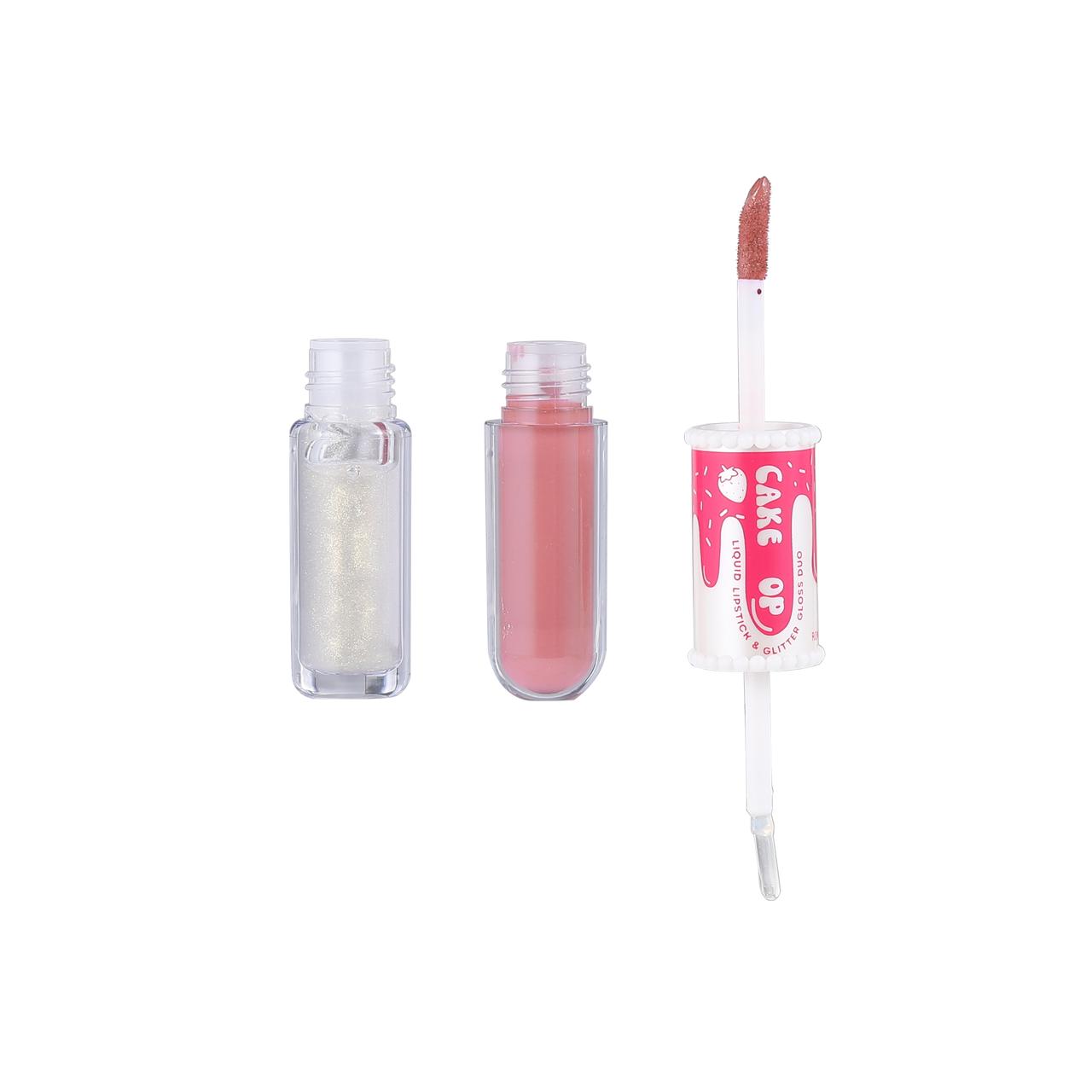 ROMANTIC BEAUTY Cake Pop Matte Liquid Lipstick & Glitter Gloss Topper Duo #LG-8455 | 24pcs Display