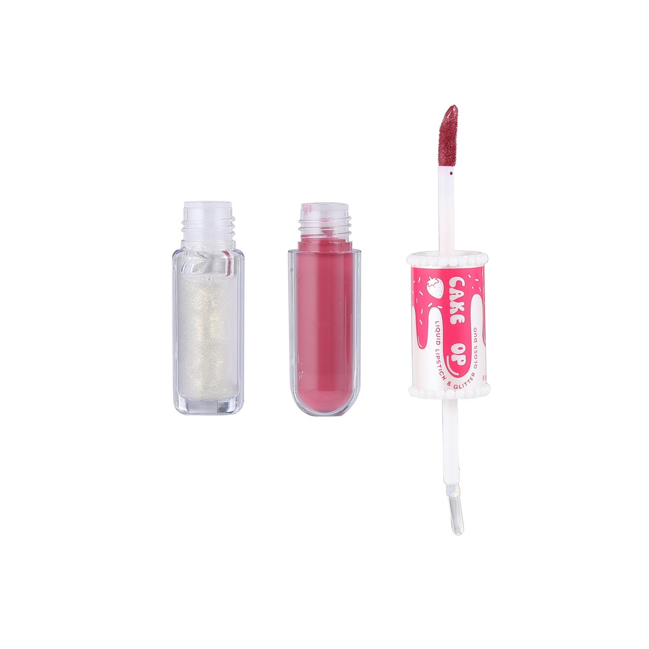 ROMANTIC BEAUTY Cake Pop Matte Liquid Lipstick & Glitter Gloss Topper Duo #LG-8455 | 24pcs Display