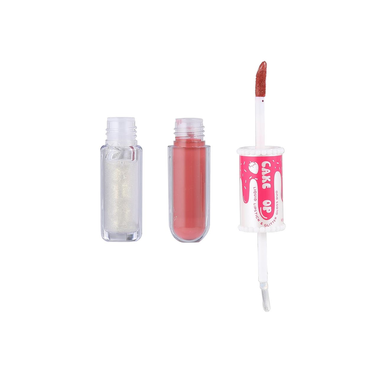 ROMANTIC BEAUTY Cake Pop Matte Liquid Lipstick & Glitter Gloss Topper Duo #LG-8455 | 24pcs Display