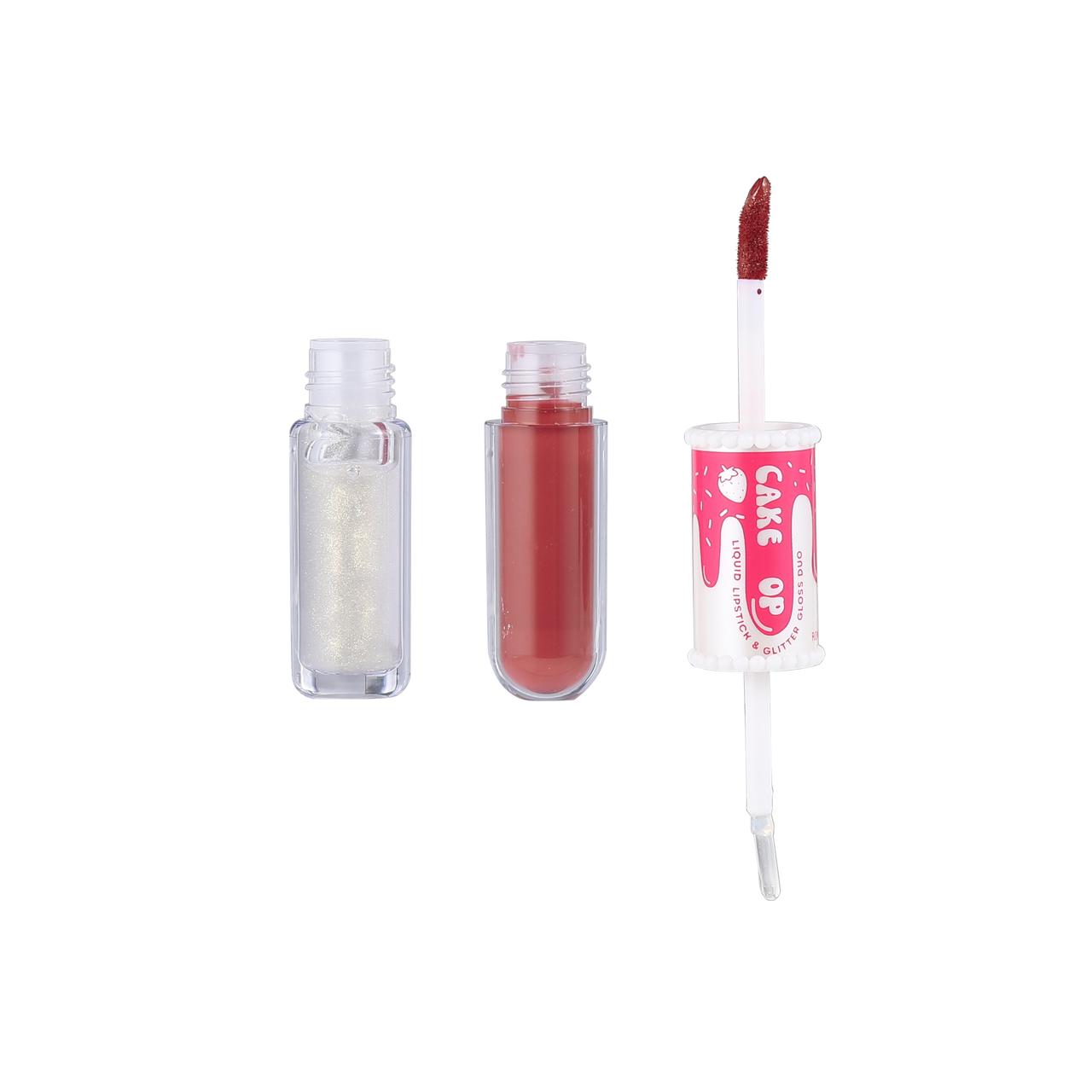 ROMANTIC BEAUTY Cake Pop Matte Liquid Lipstick & Glitter Gloss Topper Duo #LG-8455 | 24pcs Display