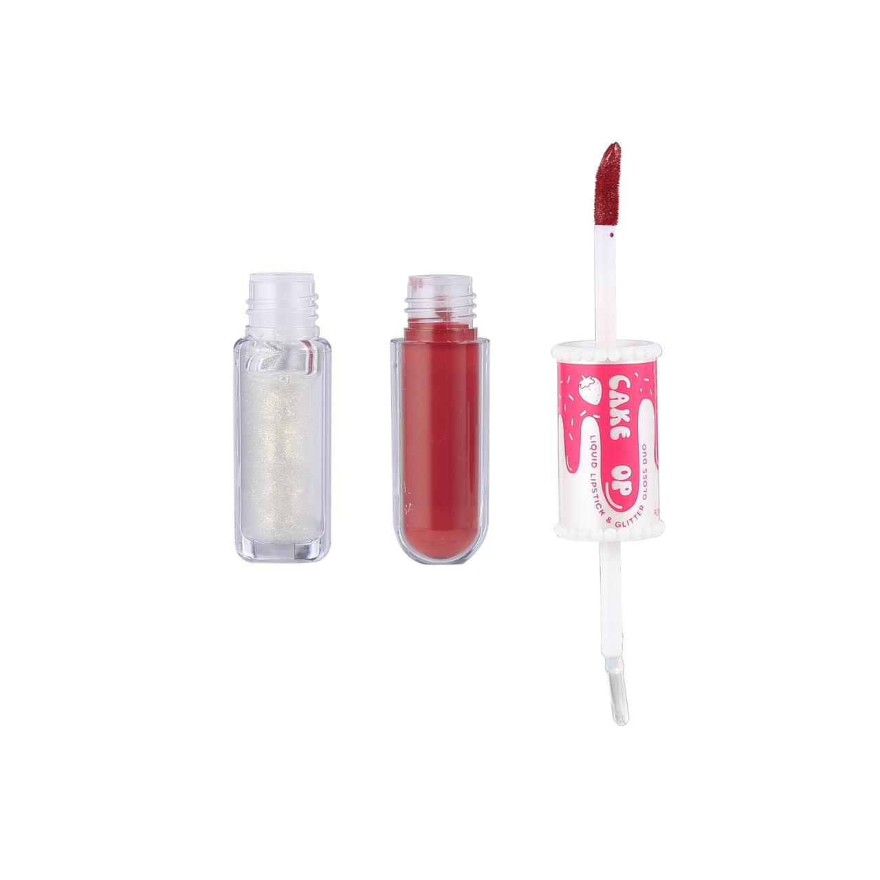 ROMANTIC BEAUTY Cake Pop Matte Liquid Lipstick & Glitter Gloss Topper Duo #LG-8455 | 24pcs Display