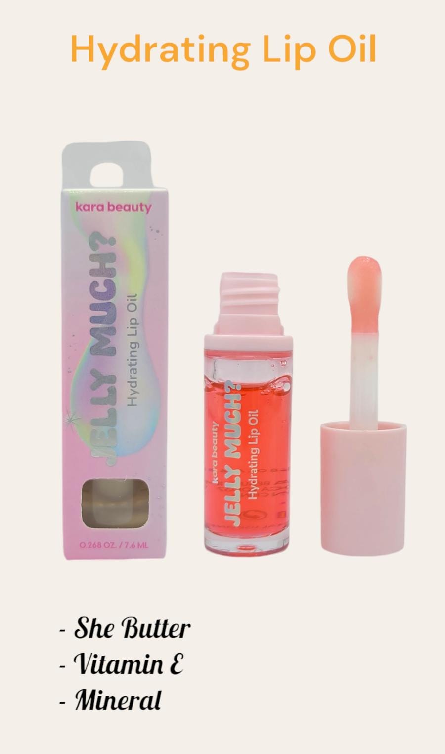 KARA BEAUTY Jelly Much? | Hydrating Lip Oil | 24pcs Display + Tester free