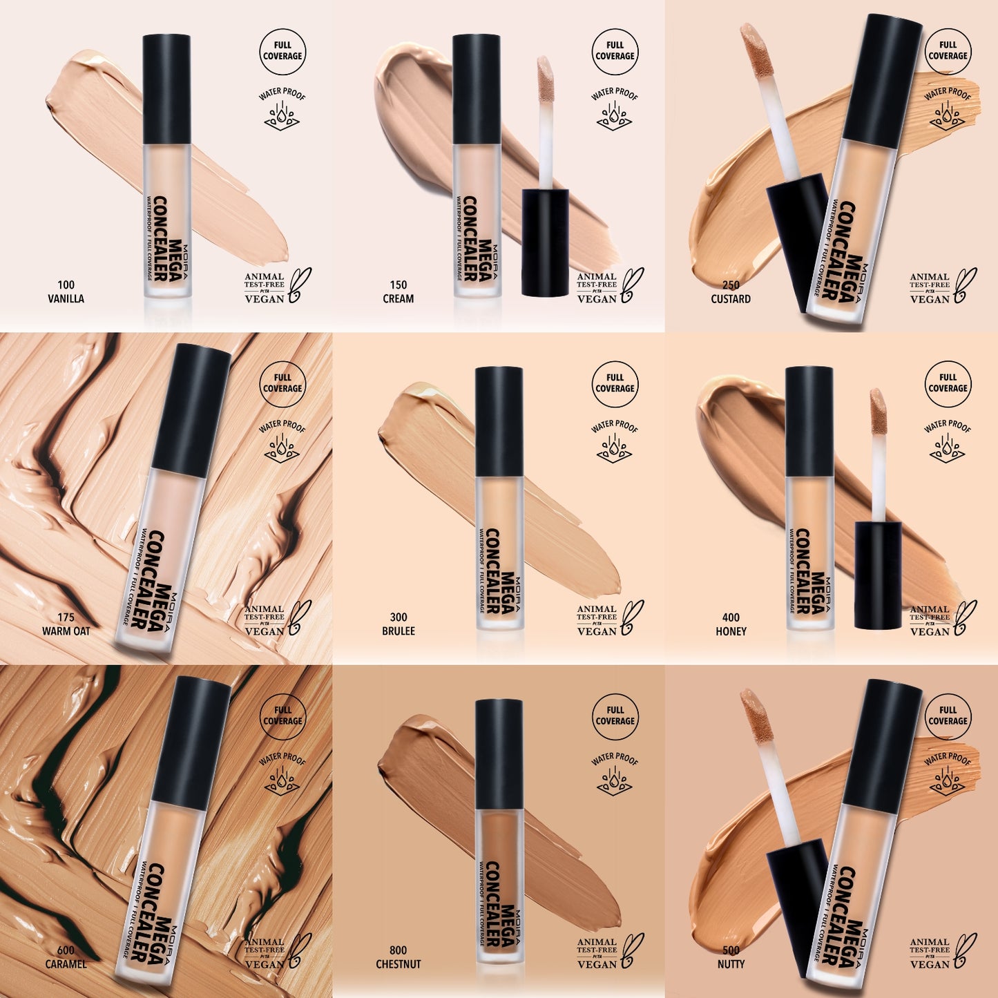 MOIRA Mega Waterproof Concealer w/ Display 36pcs Dispay + Tester