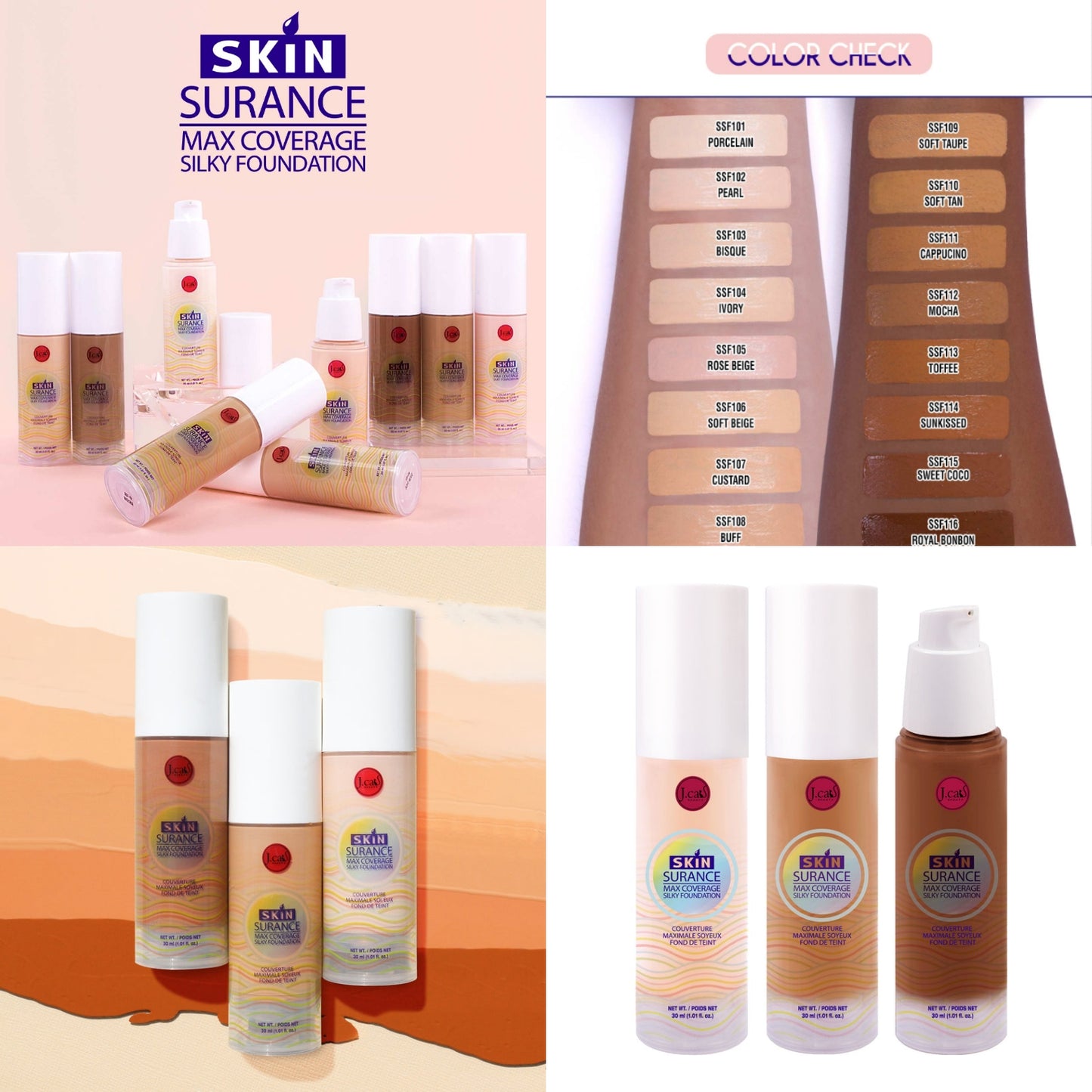 J. CAT BEAUTY SkinSurance Max Coverage Silky Foundation #SSF | Refills