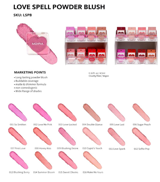 MOIRA Love Spell Powder Blush w/ Display 96pcs Display + Tester