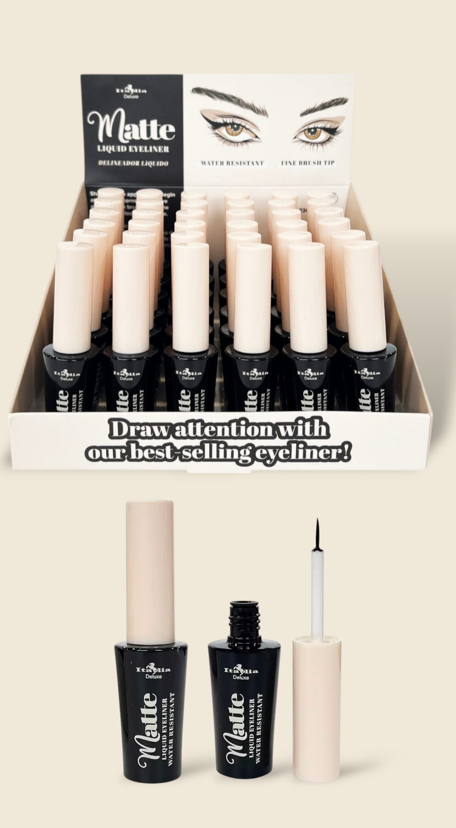 ITALIA DELUXE Matte Liquid Eyeliner #2309 / 36pcs Display