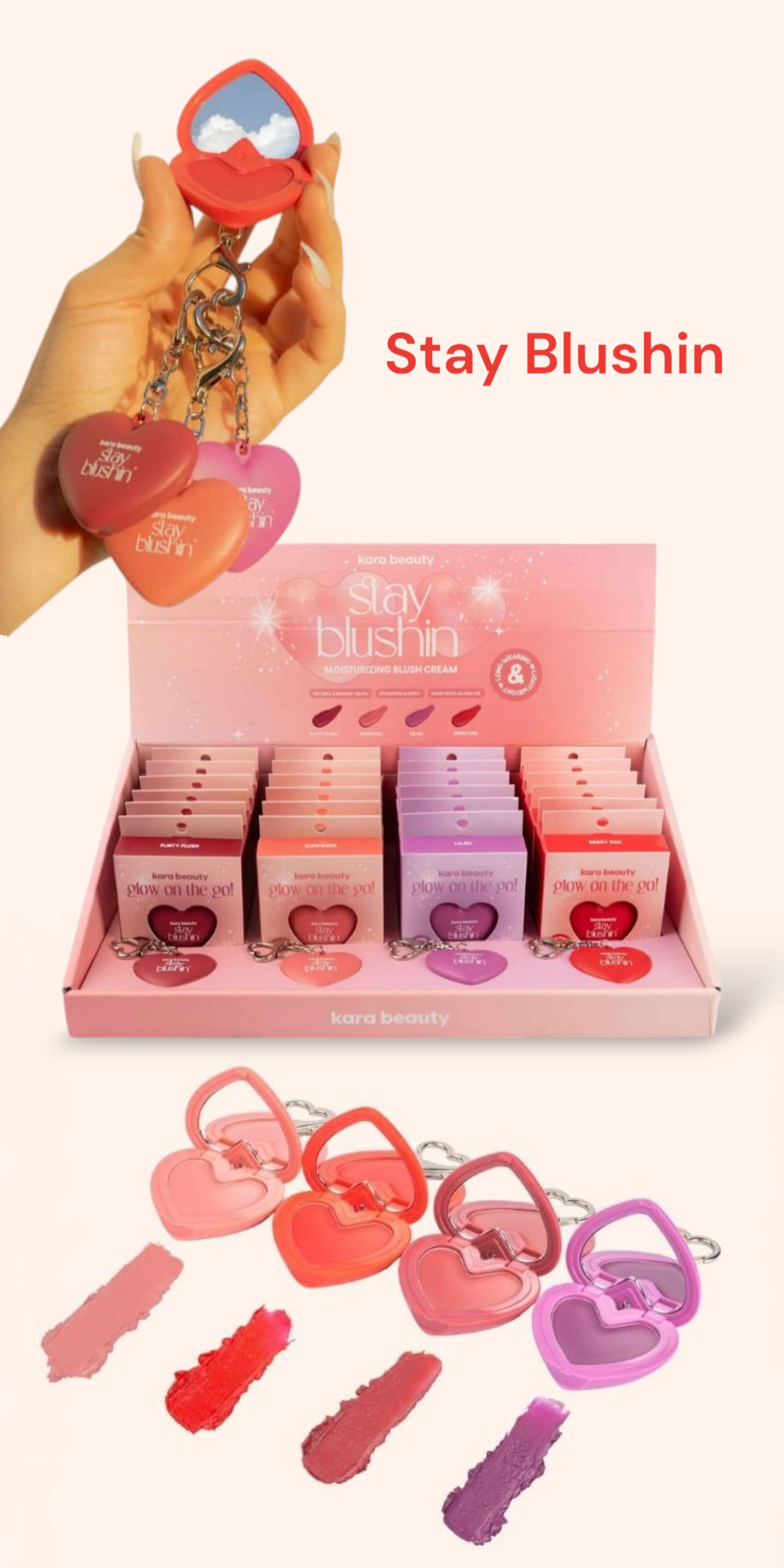 KARA BEAUTY Glow on the Go! Blush Cream Keychain Set