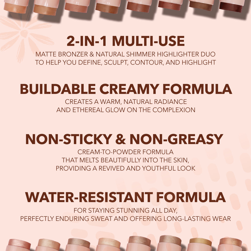 MOIRA Face sculpt Liquid Contour & Sculpt & Glow Duo Stick w/Display 36pcs Display + Tester