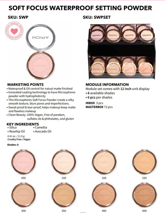 MOIRA Soft Focus Waterproof Setting Powder Set SWPSET W/Display