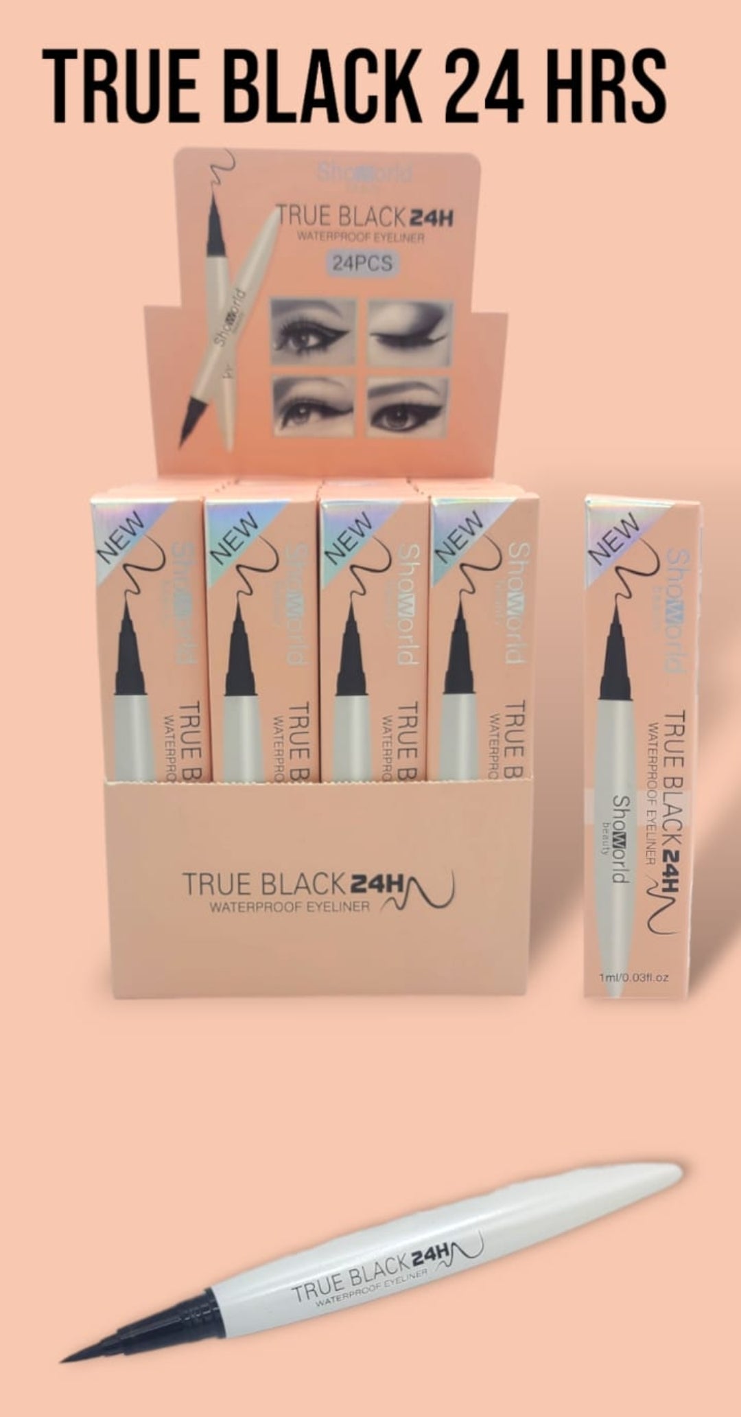 SHOWORLD True Black 24H Waterproof Eyeliner | 24pcs Display