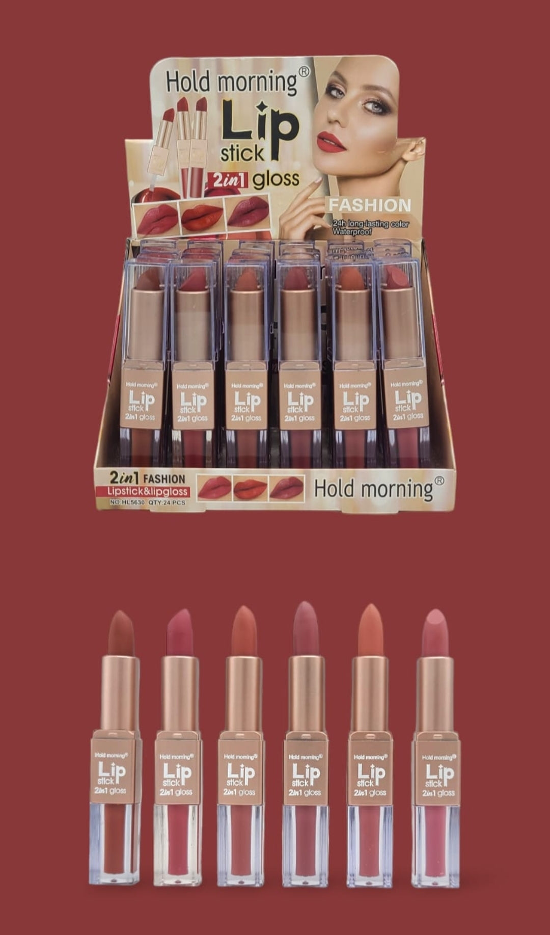 HOLD MORNING - LIP STICK 2 EN 1 #HL5630 / 24PCS DISPLAY