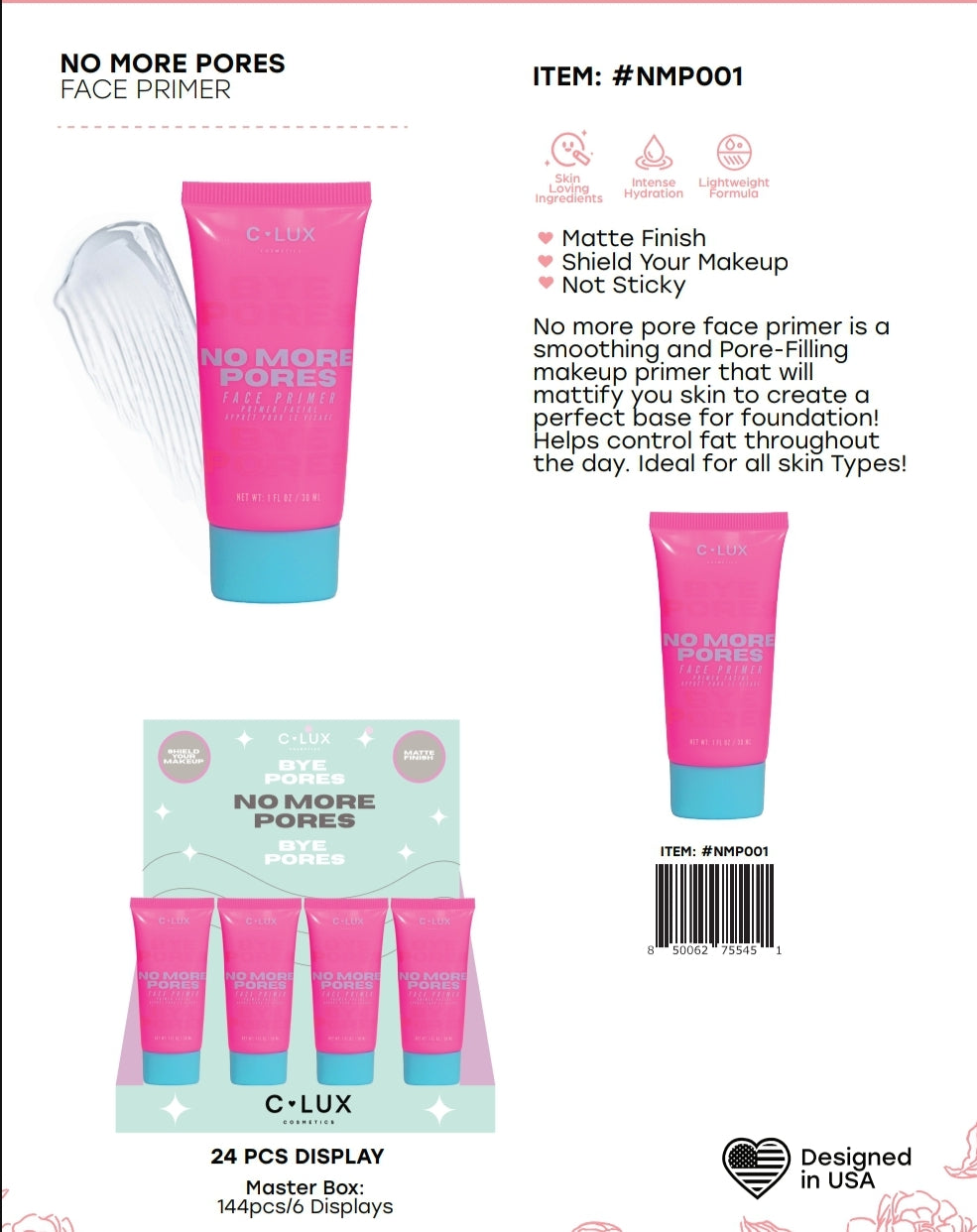 CLUX Bye Pores Face Primer #NMP001 | 24pcs Display