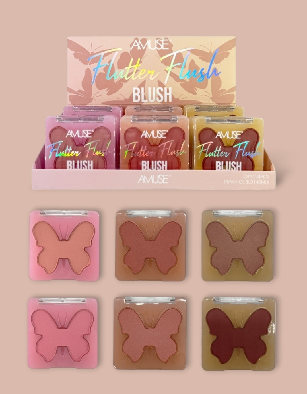 Amuse Flutter Flush Blush #BL3143MIX 24pcs Box