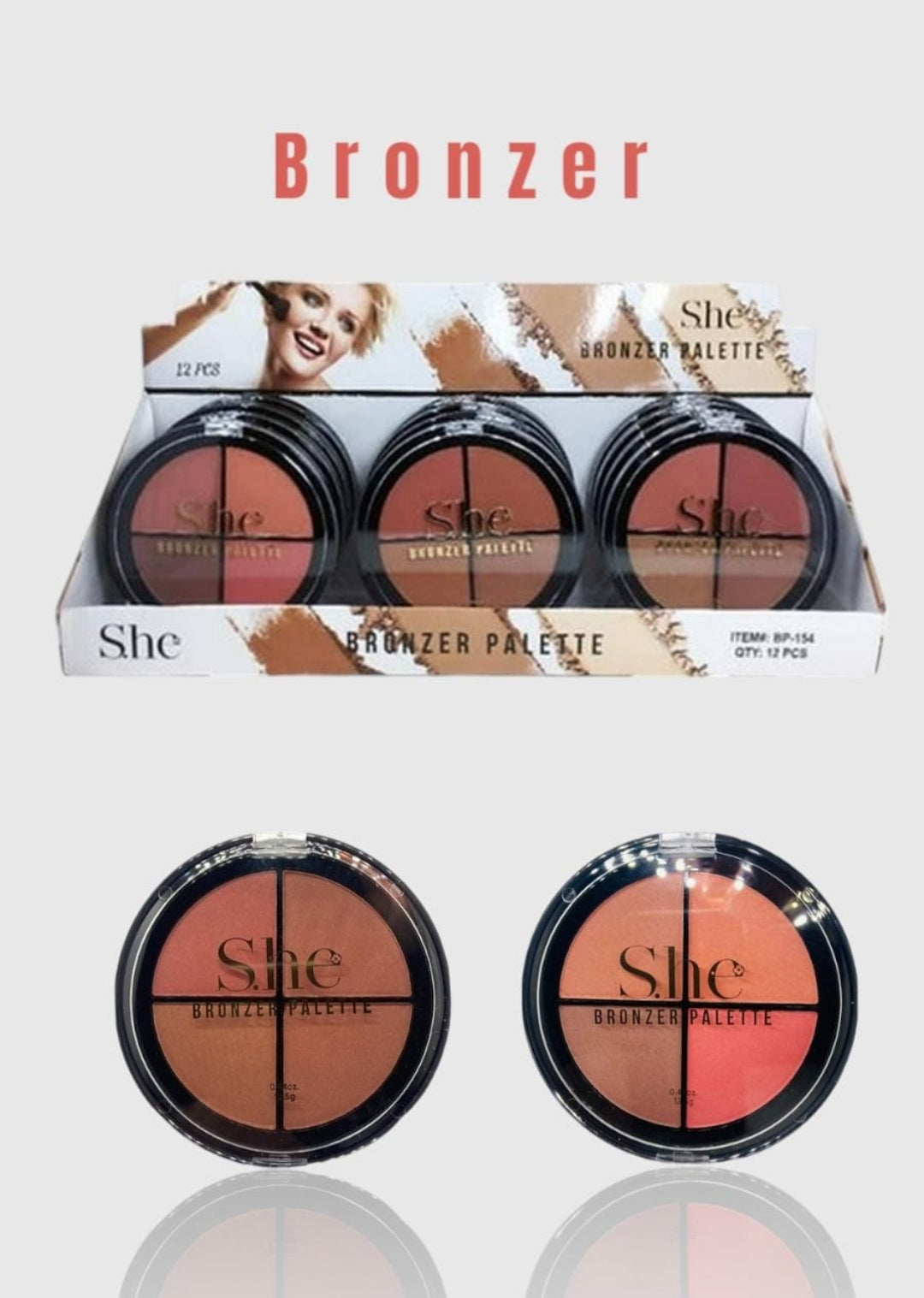 S.he Makeup Bronzer Palette #BP-154 / 12pcs Display