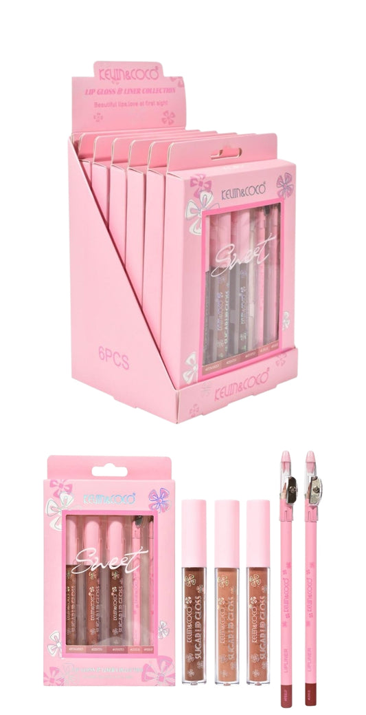 KEVIN&COCO Lipgloss & Liner Collection / 6set Diplay