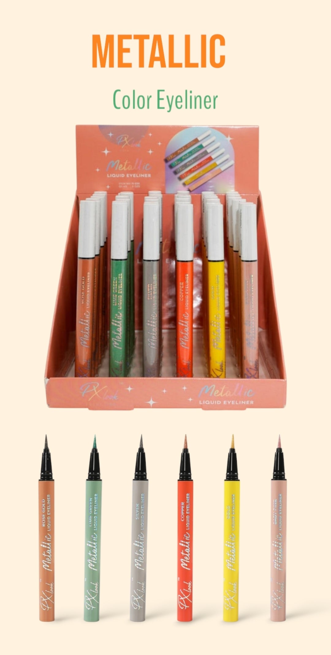 Px Look Color Metallic Liquid Eyeliner | 24pcs Display