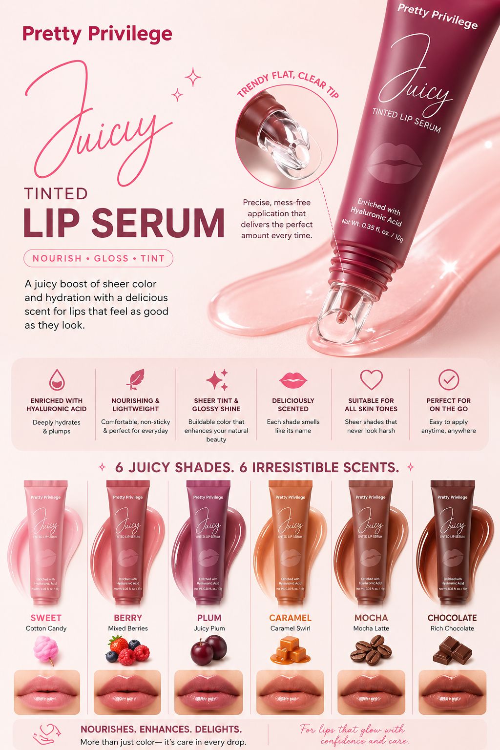 PRETTY PRIVILEGE Tinted Lip Serum / 24pcs Display