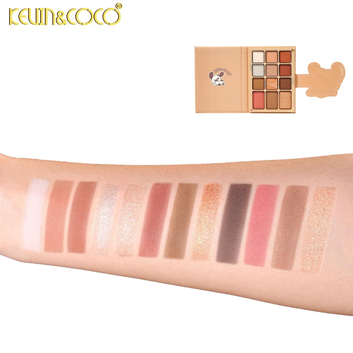 KEVIN&COCO Cookie 12 Colors Eyeshadow Face Palette w/ Brush / 3Set pack