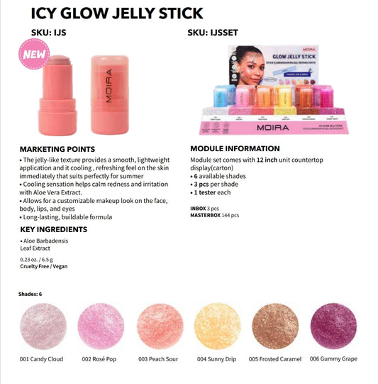 MOIRA Icy Glow Jelly Stick w/Display 18pcs + Tester