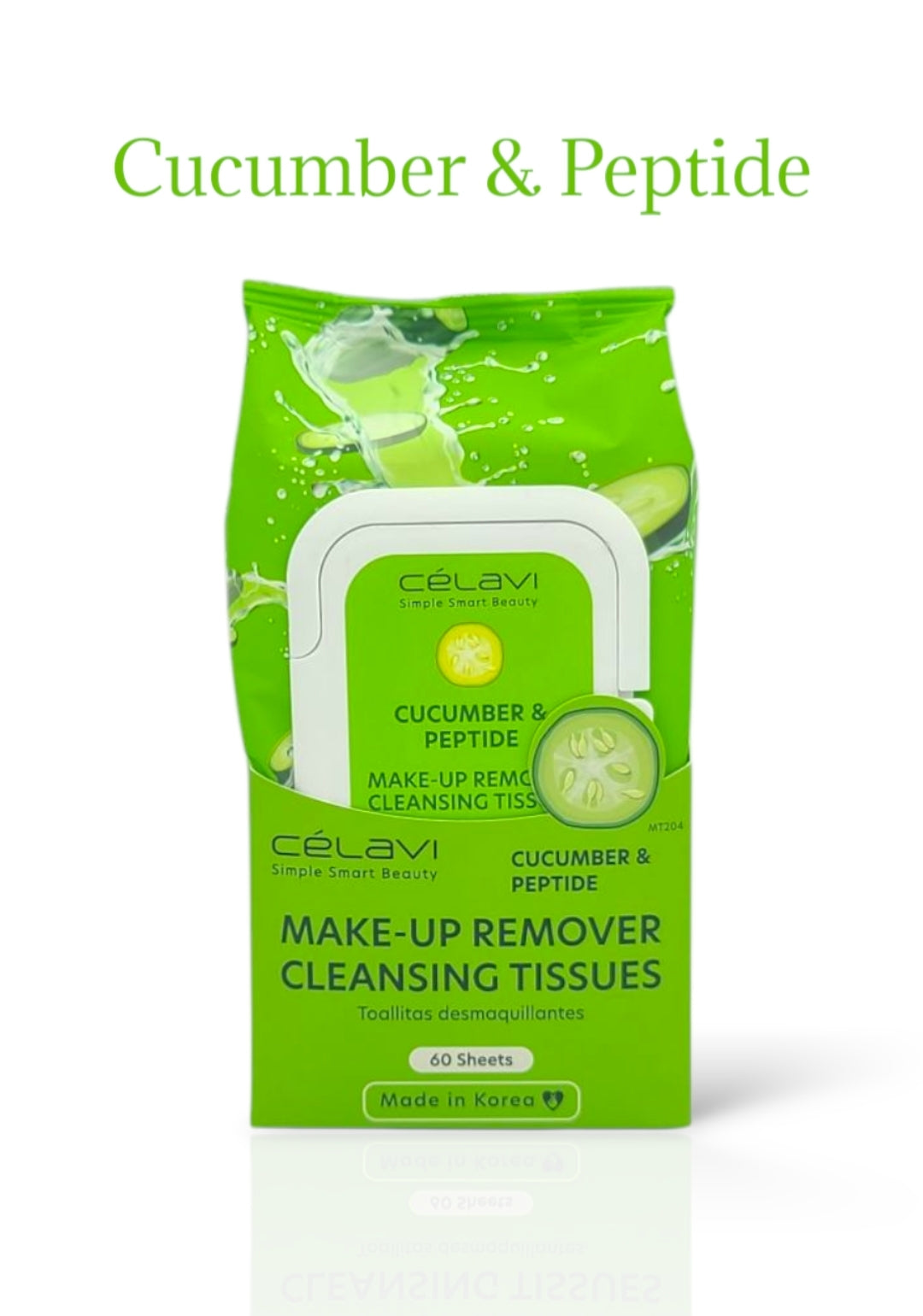 CELAVI Make-up Remover Cleansing Tissues /  Cucumber & Peptide / 12pack Box