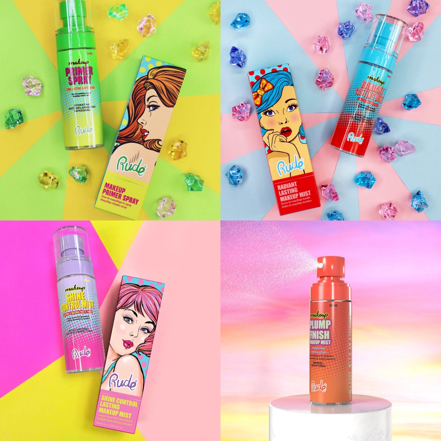 RUDE Shine Control Lasting Makeup Mist #65529 | 12pcs Display