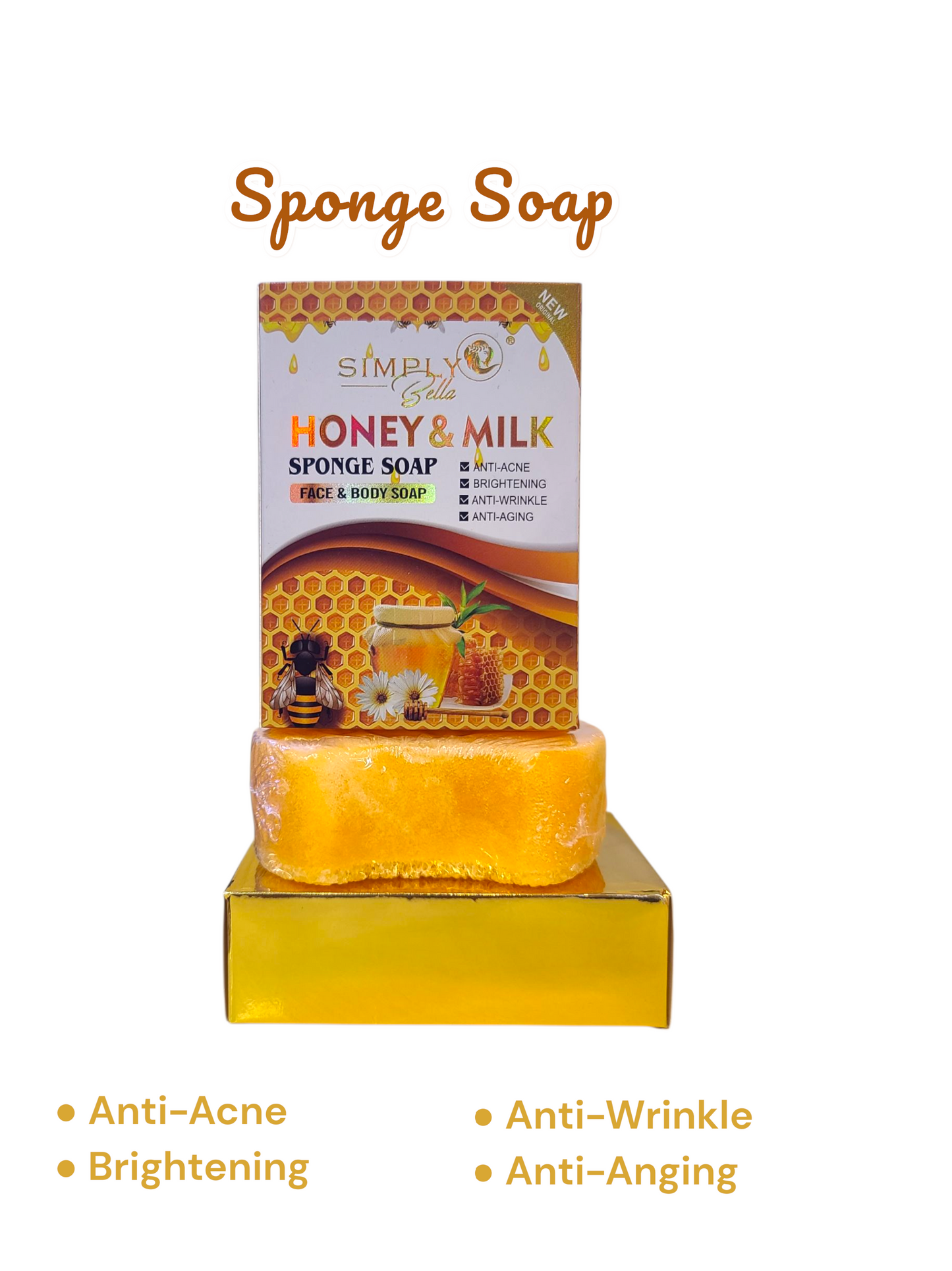 SIMPLY BELLA Sponge Soap | Honey & Milk | 12pcs Display