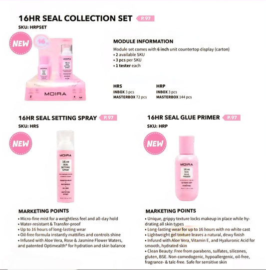 MOIRA 16hr Seal Collection Set / 6pcs Display + Tester