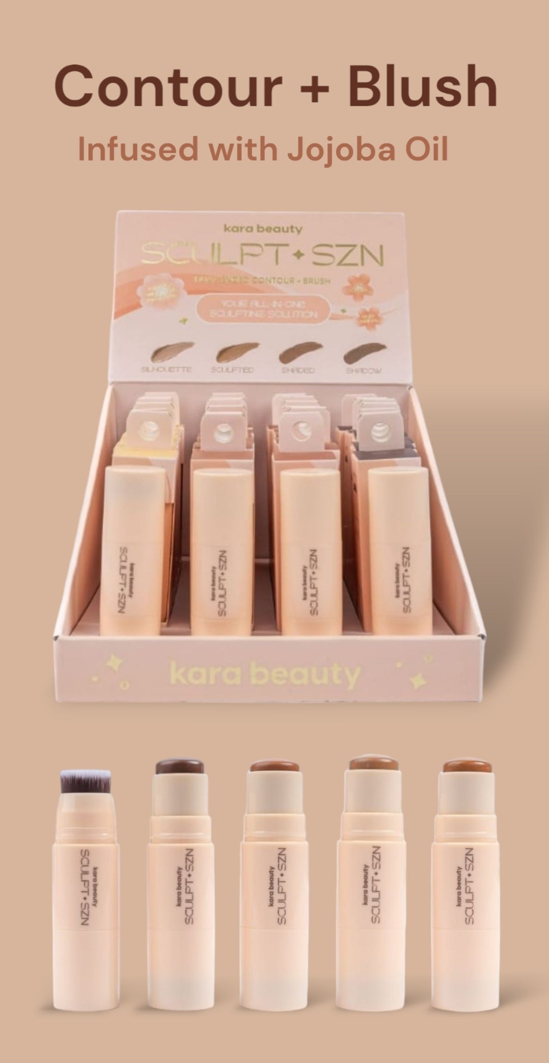 KARA BEAUTY Sculpt SZN Dual-Ended Contour Brush | 24pcs Display tester free