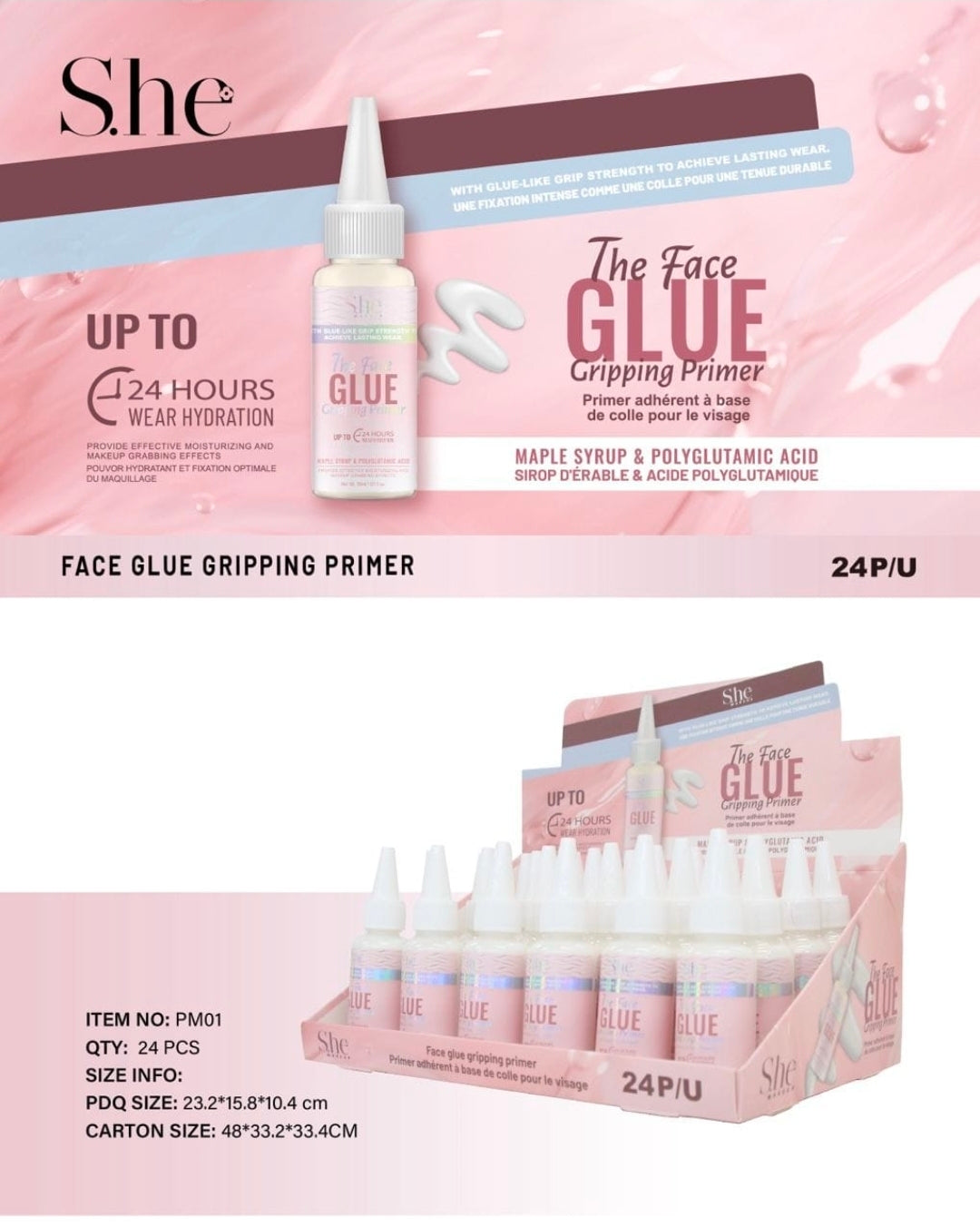 SHE MAKEUP The Face Glue Primer Grippin Primer / 24pcs Display
