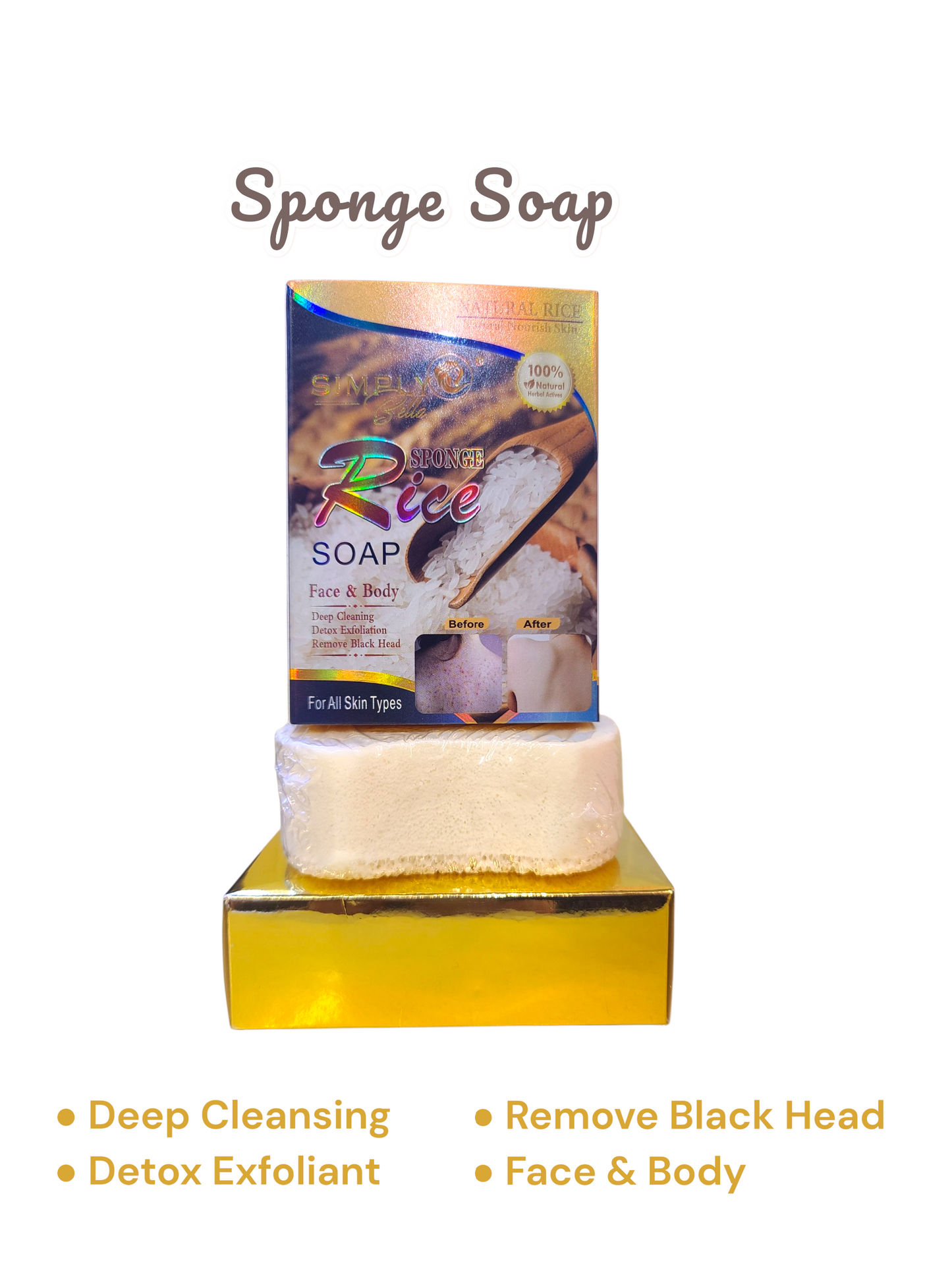 SIMPLY BELLA Sponge Soap | Rice | 12pcs Display