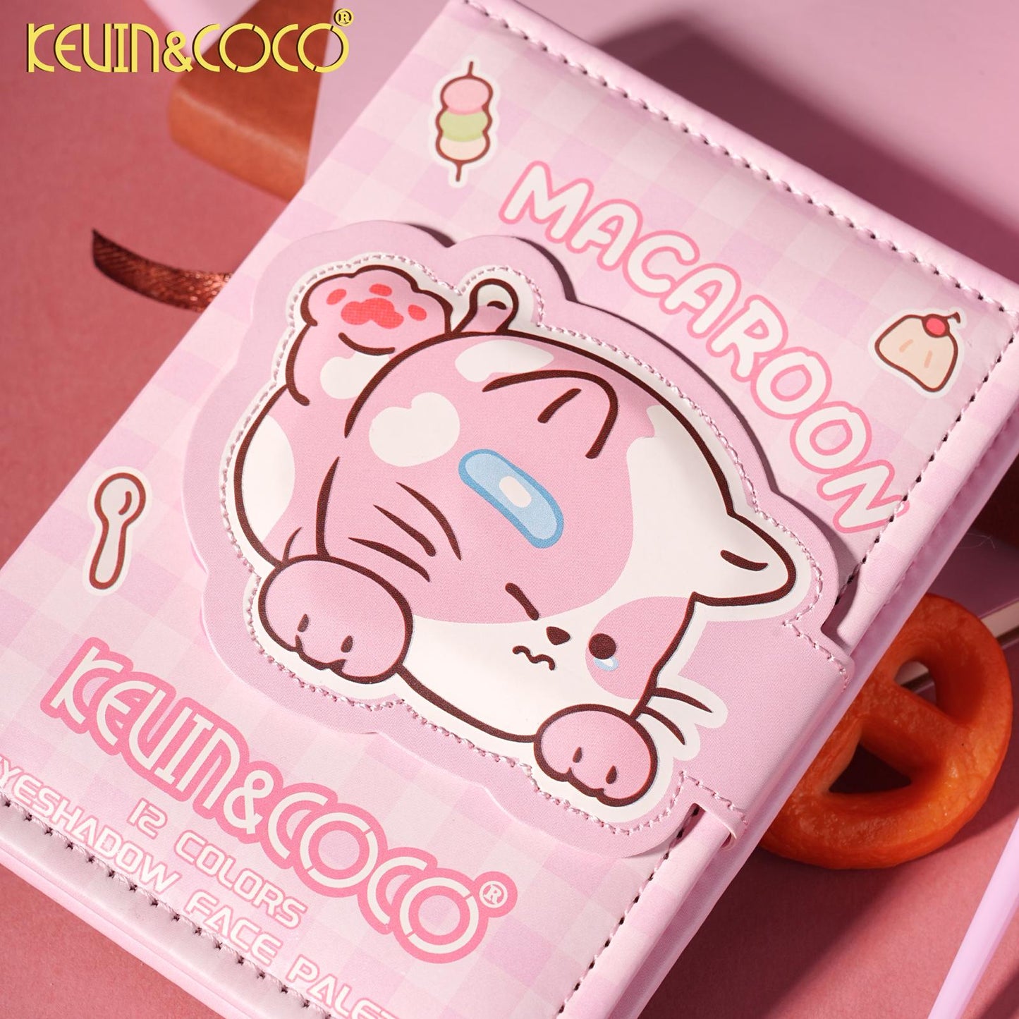 KEVIN&COCO Macaroon 12 Colors Eyeshadow Face Palette w/ Brush / 3Set pack