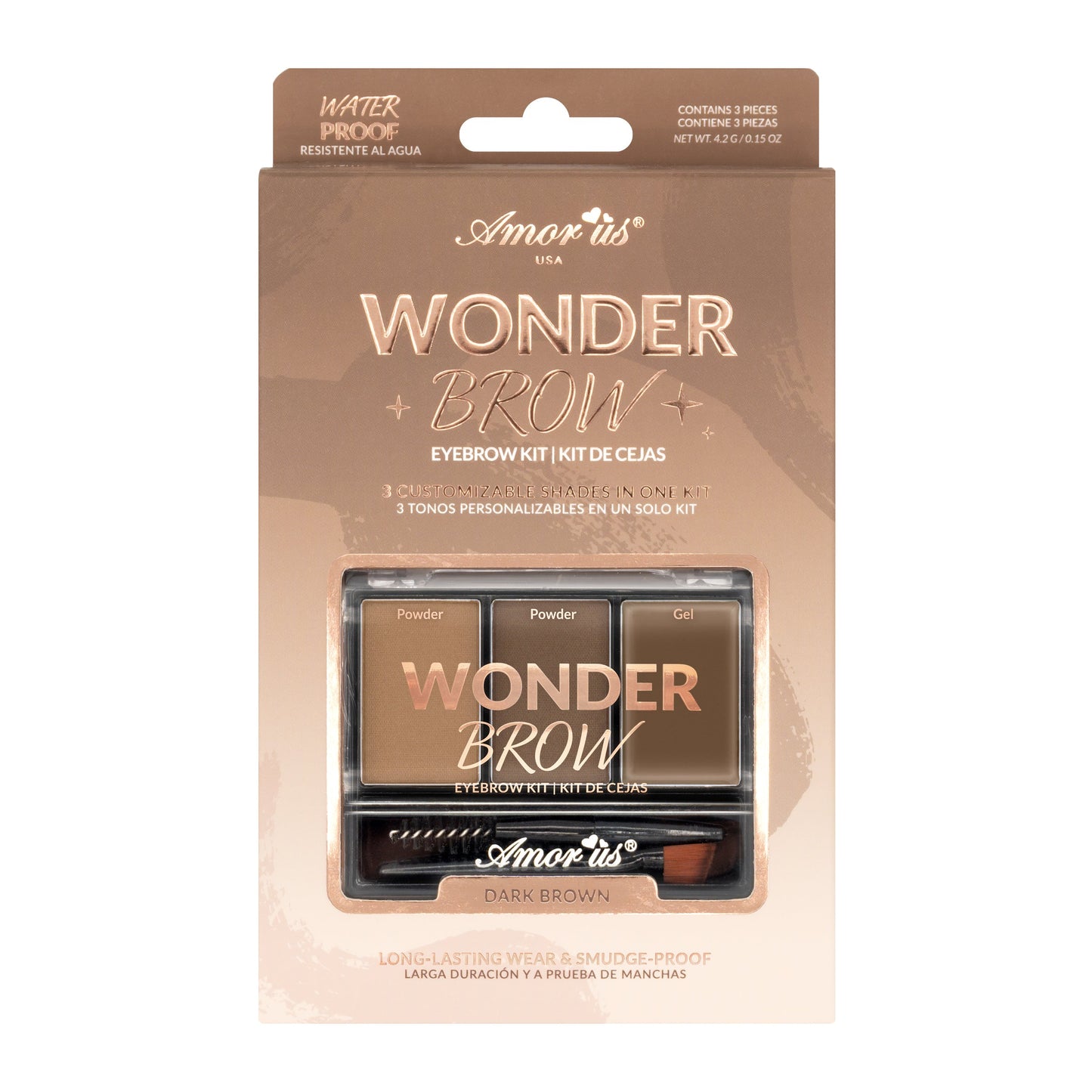 Amorus - Crema y Polvo de Gel para Cejas Wonder #CO-EBPDN - Expositor de 24 unidades