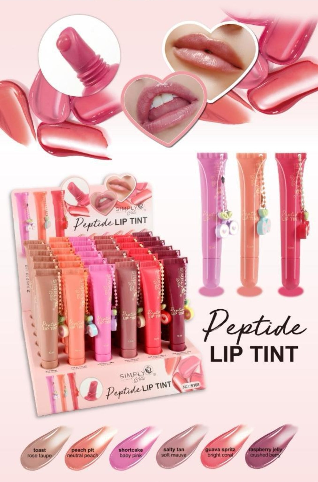 SIMPLY BELLA Peptide Lip Tint / 36pcs Display