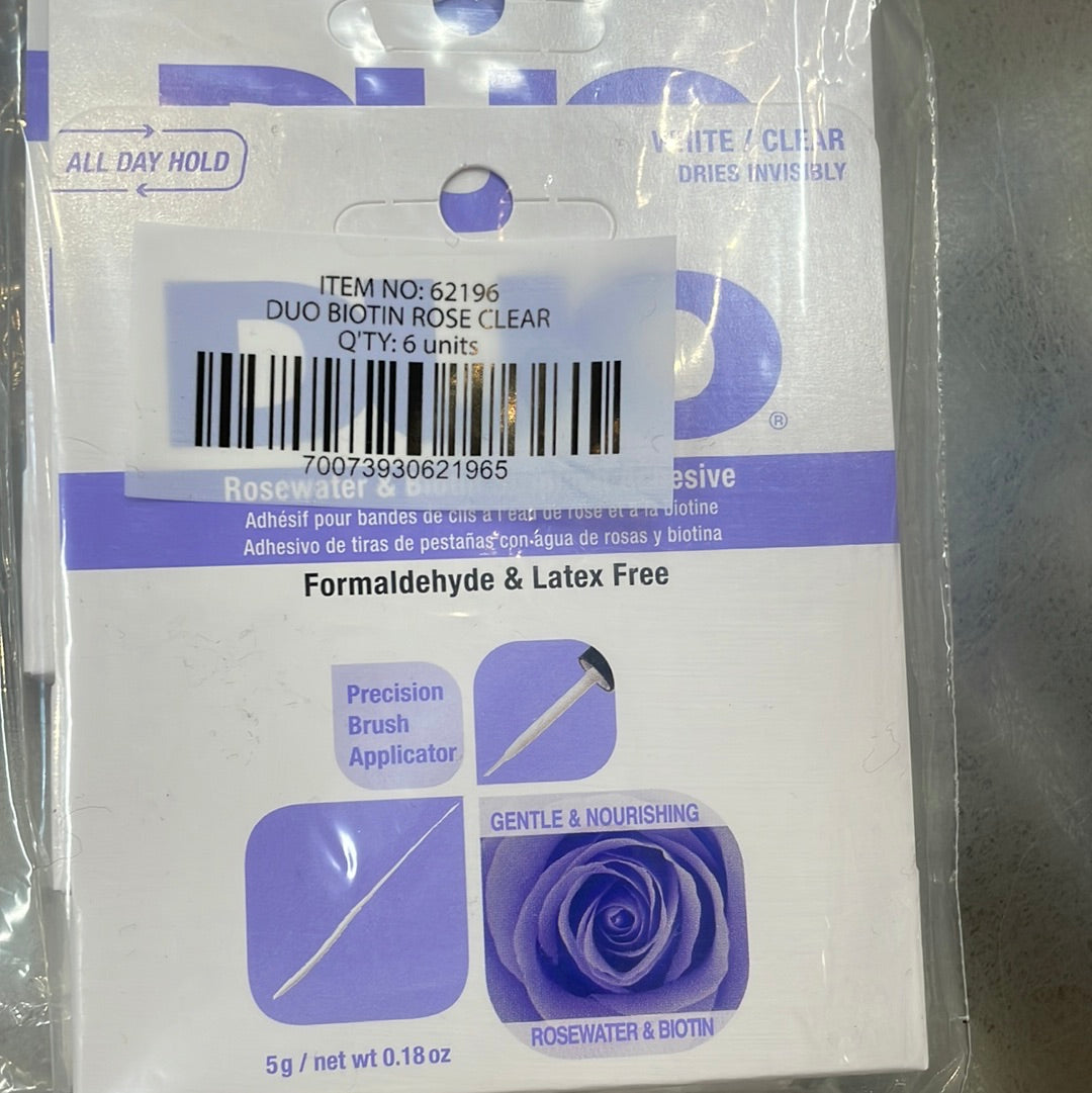 DUO GLUE - LIGHT BLUE - ROSEWATER & BIOTIN STRIPLASH ADHESIVE / 6PCS PK