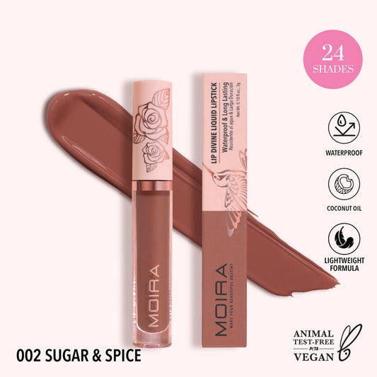 MOIRA - Lip Divine Liquid Lipstick (002, Sugar & Spice) (LDV002)