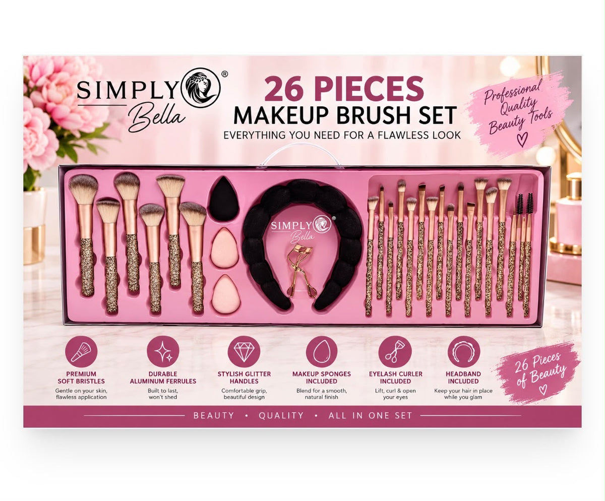 SIMPLY BELLA Makeup Tools 26pcd Essential Collection / Black